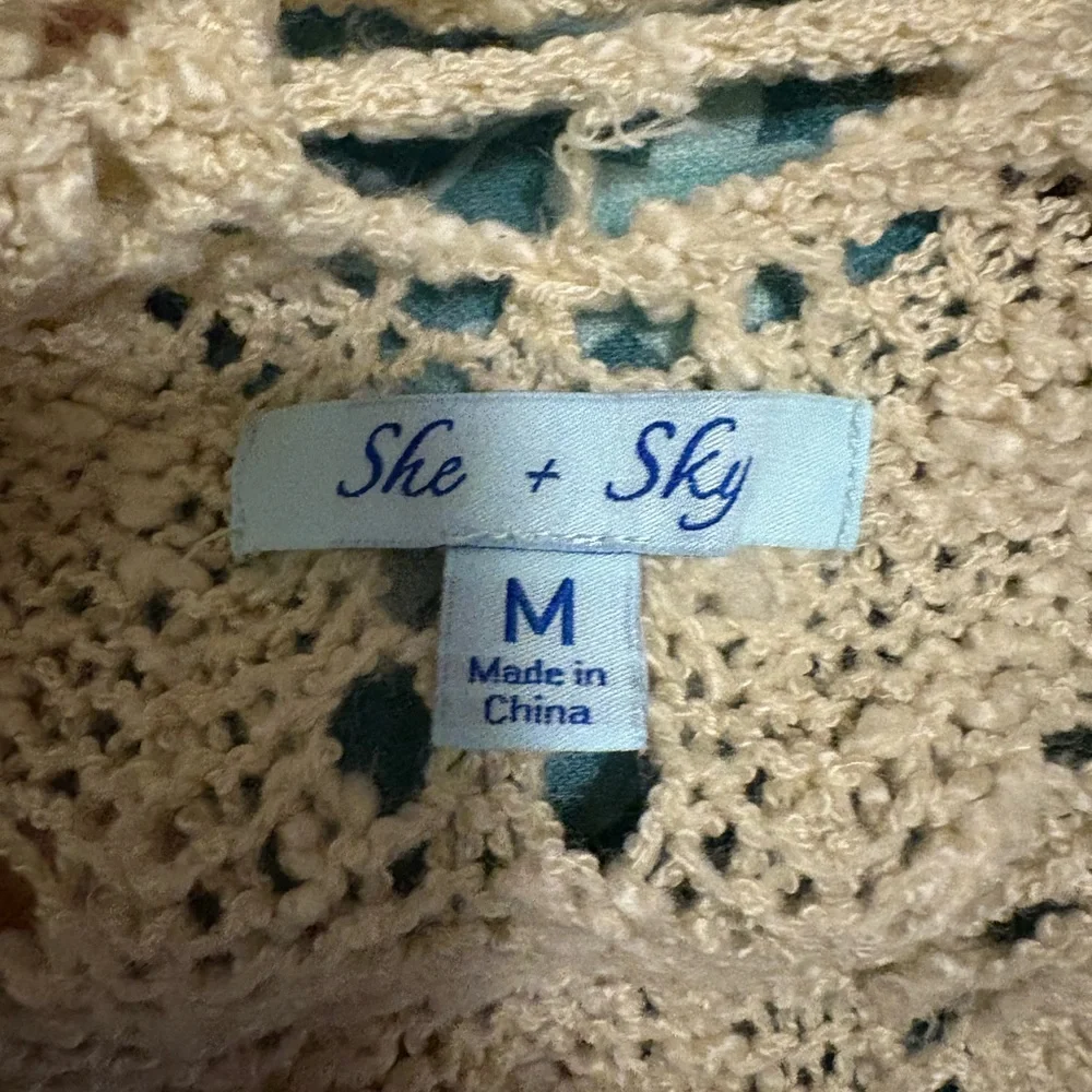 She + Sky Beige V-Neck Knit Sweater - Picture 7 of 7